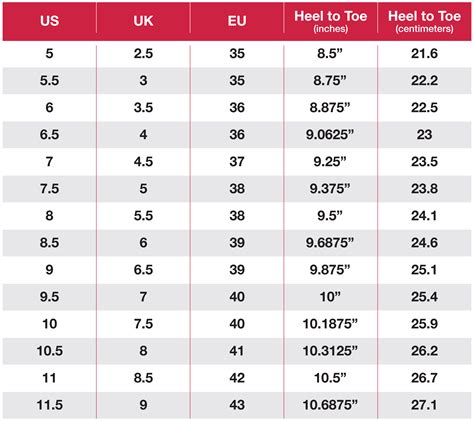 ara shoe size chart.